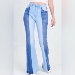 Altar'd State, Two-Tone High Rise Flare Jeans, Size 27 or 5